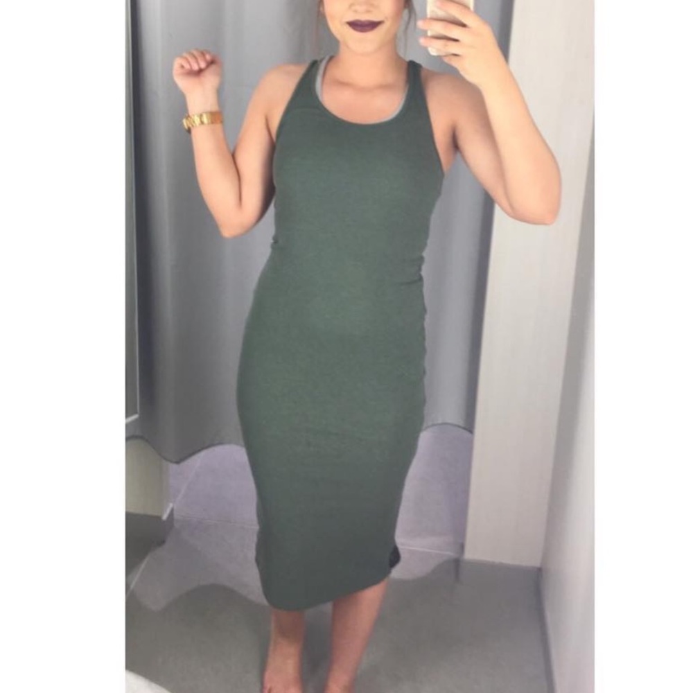 H&M Olive Green Racerback Midi Dress